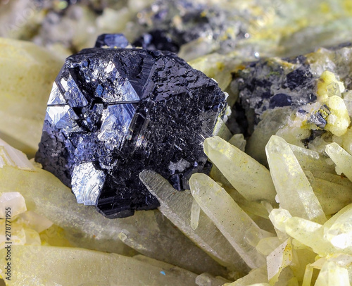 Close up, Raw Minerals, Marmatite ingrown in calcite