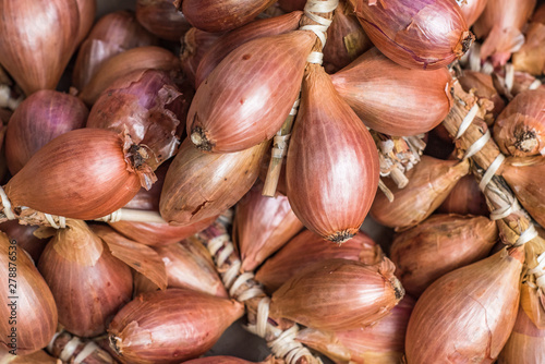 fresh shallots at farmers market