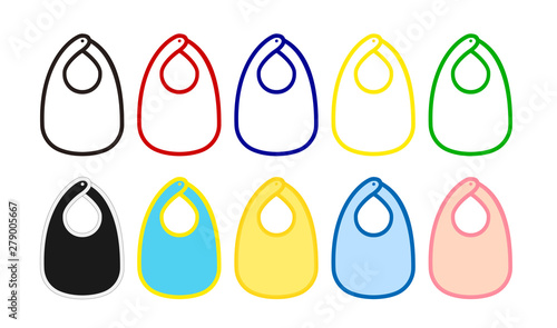 Baby bib vector template illustration set (blank / design space) / color variation