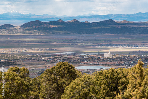 Southern Utah Valley with mountains on cloudy day