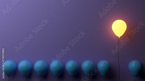 Stand out concept with glowing balloons 