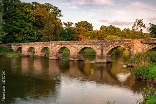 Essex Bridge Grade I packhorse bridge across the River Trent, Great Haywood, Staffordshire, UK