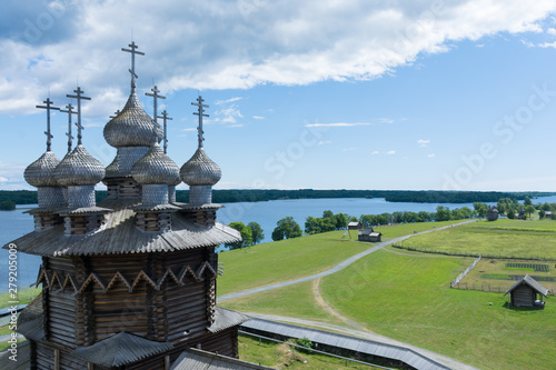 Wooden Church in the churchyard on the island of Kizhi