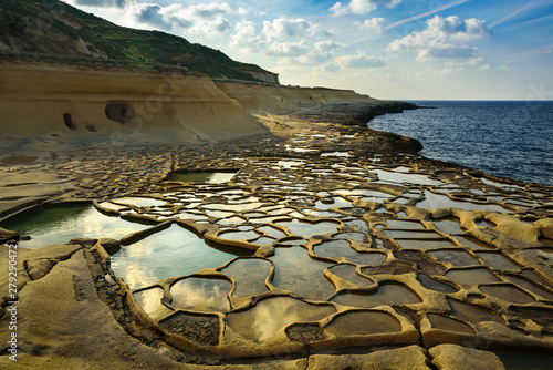 Salt evaporation pans on Gozo, Malta