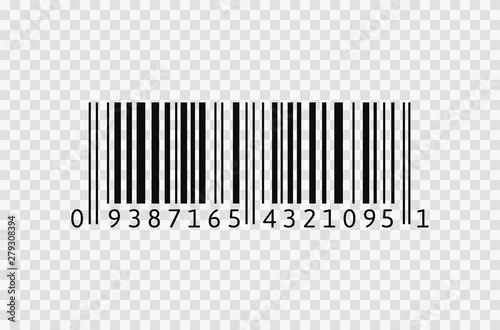 Barcode icon on transparent background. Realistic isolated bar code.