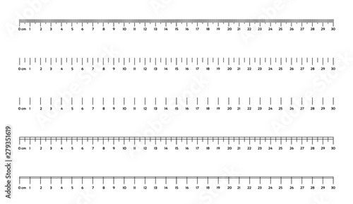 Marking rulers on a white background 30 centimeters various markup options