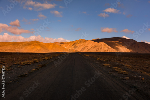 Pamir Highway in the last light of the day (Tajikistan)