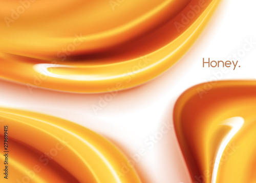 Honey liquid texture, golden honey in 3d illustration for design uses.Realistic vector honey background.Dripping honey seamlessly repeatable