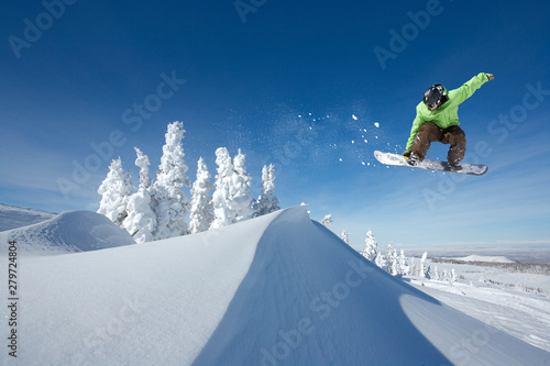 A Snowboarder Jumping