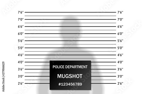 Police lineup or mugshot background with silhouette of anonymous person. Isolation. Vector illustration