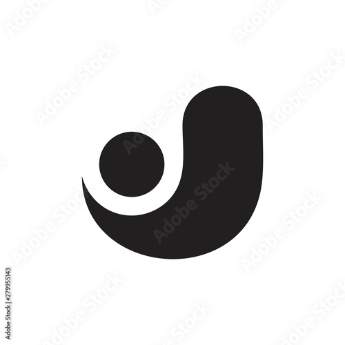 letter j simple curves motion design logo vector