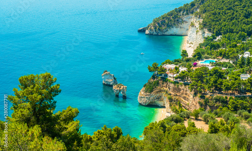 Panoramic sight of the famous Baia delle Zagare in the Gargano national park. Apulia (Puglia), Italy.