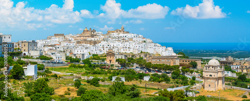Panoramic view of Ostuni in a sunny summer day, Apulia (Puglia), southern Italy.