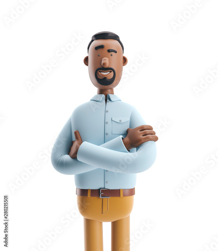 3d illustration. Businessman Stanley stand on white background.