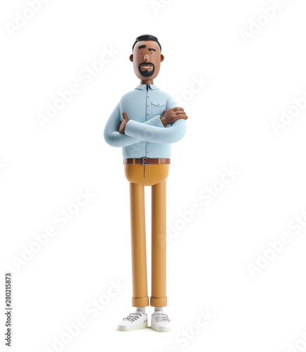 3d illustration. Businessman Stanley stand on white background.