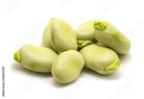 broad beans on white background