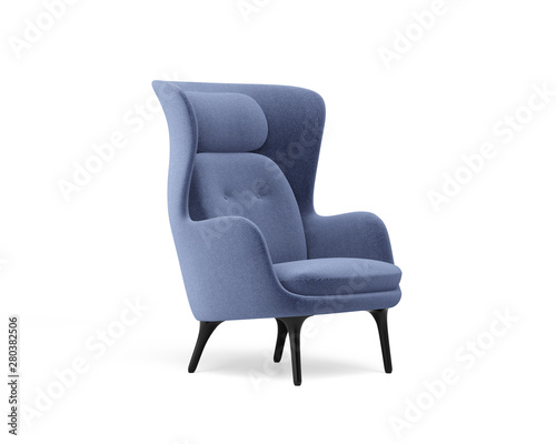 3d rendering of an Isolated modern wingback armchair 