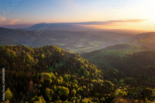 Beautiful sunset in Pieniny Mountains