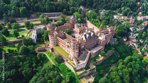 Aerial Capture of Heidelberg Castle and Old Town