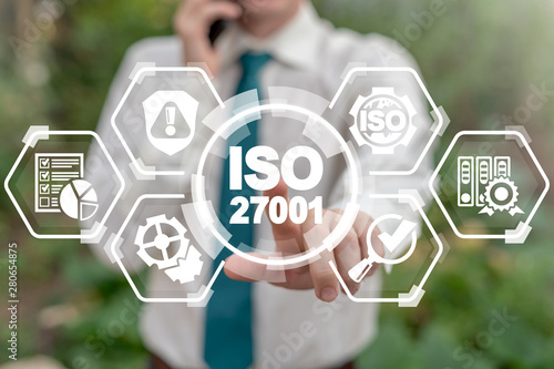 ISO 27001 Certification Security Information Standard. International Organization for Standardization, requirements, certification, management, standards, iso27001 concept.