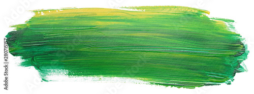 green yellow acrylic stain element on white background. with brush and paint texture hand-drawn. acrylic brush strokes abstract fluid liquid ink pattern