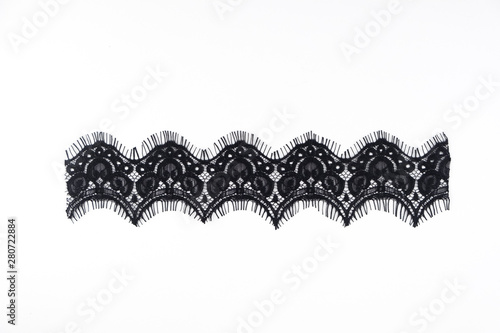 strip of black lace isolated,border lace isolated