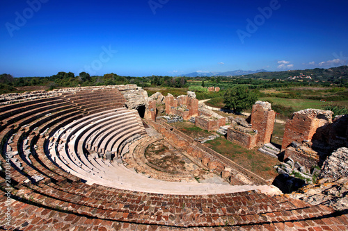 The Roman Odeon of Ancient Nikopolis close to Preveza town, Epirus, Greece.