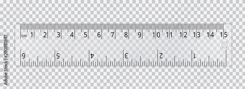 Vector realistic school ruler isolated on transparent background