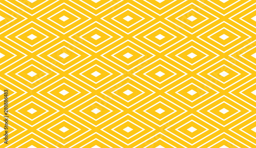 Seamless yellow and white isometric rhombic outlines vintage pattern vector