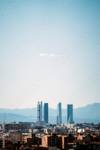 Landscape of the city of Madrid Spain and in the background the four towers.