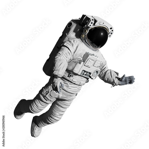 astronaut during space walk, isolated on white background