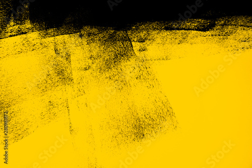 yellow and black paint background texture with brush strokes