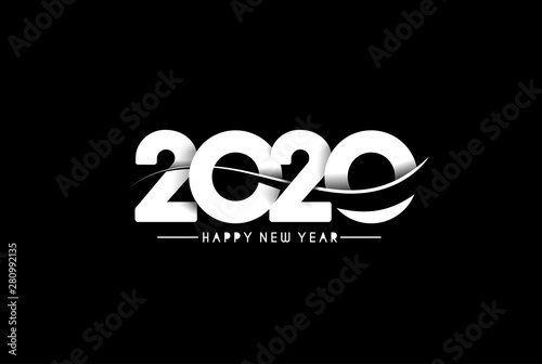 Happy New Year 2020 Text Design Patter, Vector illustration.