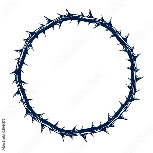 Round frame from thorn, blackthorn vector design element, circle shape border.