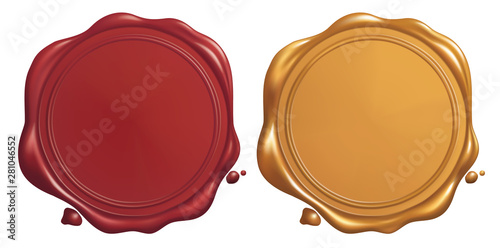 Red and Golden Wax Seal, Vector EPS 10