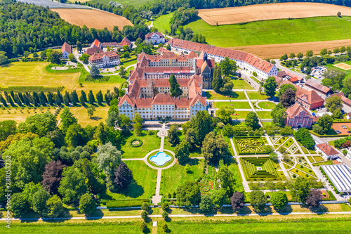 A beautiful aerial view to the Historic Castle Salem at Lake Constance, Bodensee