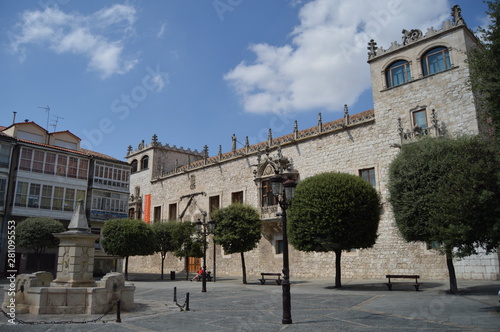 Cord House Palace of the Constables of Castilla Dated in the 15th century in the Liberty Square in Burgos. August 28, 2013. Burgos, Castilla Leon, Spain. Vacation Nature Street Photography.