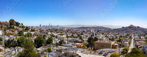 Panoramic view of San Francisco's Noe Valley seen from Billy Goat Hill.