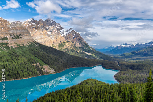 Morning view of Peyto Lake in Banff National Park, Canada.