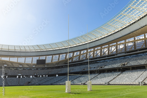 Rugby stadium on a sunny day
