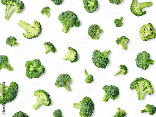 Fresh broccoli pattern isolated on white background