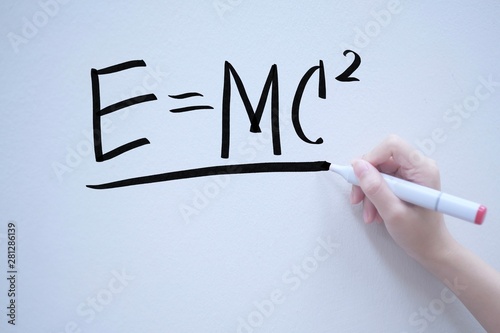 mass-energy equivalent handwriting on whiteboard