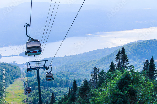 Cable car on the autumn mountain, Mont-Tremblant, Quebec