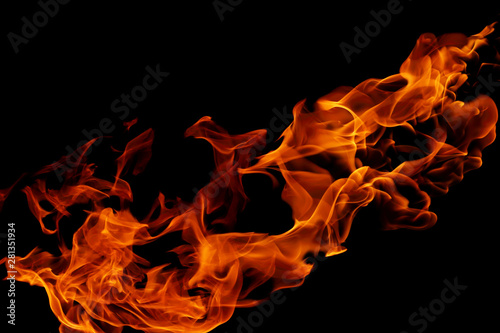 movement of fire flames isolated on black background. abstract background