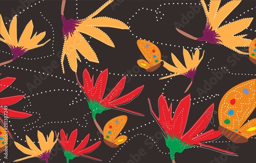 Beautiful batik design with floral Motifs, Pattern design