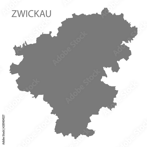 Zwickau grey county map of Saxony Germany DE