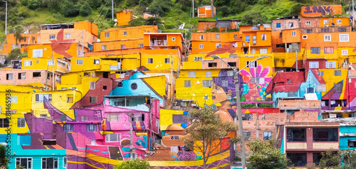 Colombia South Bogota colorful houses in district called Los Puentes