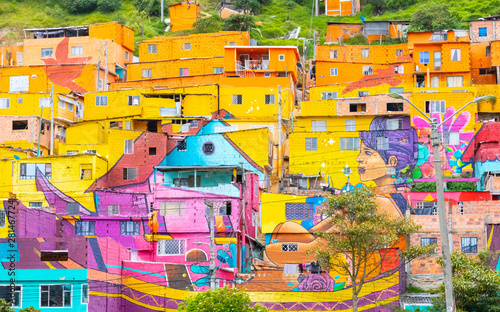 Los Pueblos colorful district Bogota city Colombia