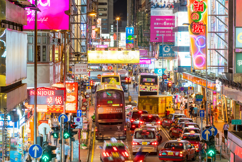 Neon lights in Mong Kok area, Hong Kong