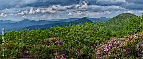View from Craggy Gardens in Asheville, NC near the Great Smoky Mountains National Park showing the layers of the Appalachian mountains.